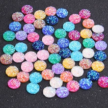 New Fashion 40pcs 12mm Mix Colors Natural Ore Style Flat Back Resin Cabochons For Bracelet Earrings Accessories