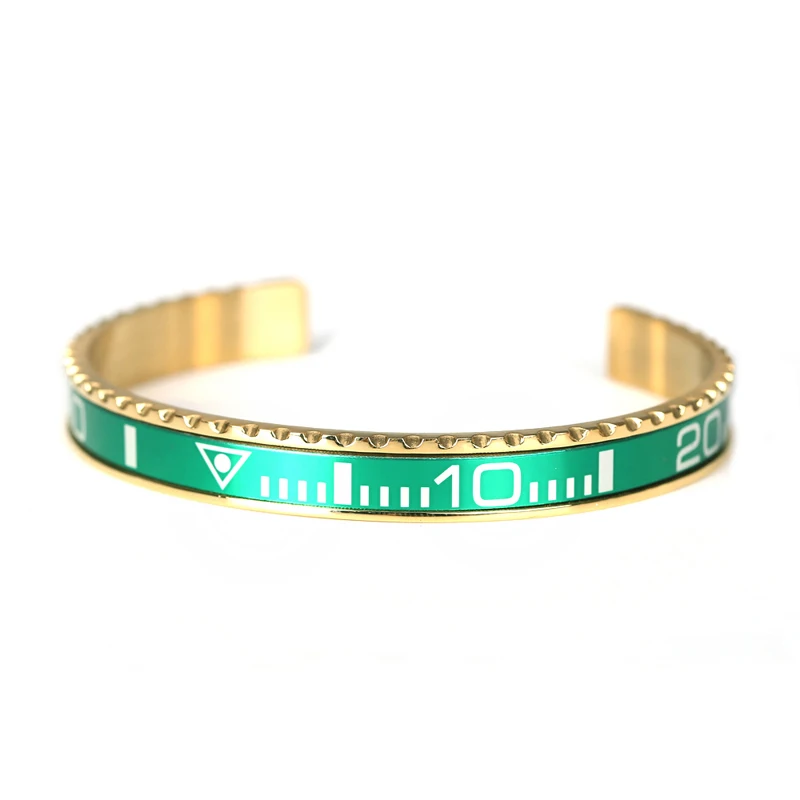 green Титановая сталь бразильские Pulseras винтажный позолоченный браслет для мужчин из нержавеющей стали манжета Спидометр браслет - Окраска металла: green
