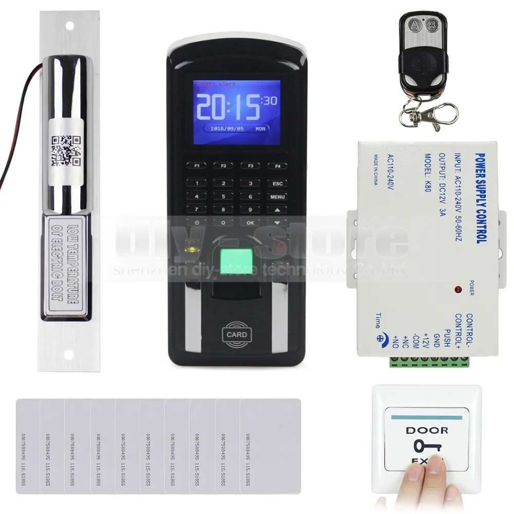 

RFID-считыватель DIYSECUR, сканер отпечатков пальцев 125 кГц, клавиатура с паролем + Болтовой замок система контроля допуска к двери, комплект для офиса и дома