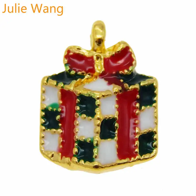 Julie Wang 5 шт. Подарочная коробка на Рождество очаровательный золотой кулон разных