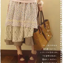 Японский сладкий Mori Лолита девушка кружева Цветочные Свободные повседневные юбки элегантные женские эластичный пояс Новинка Бюст Юбка Saia Женская юбка