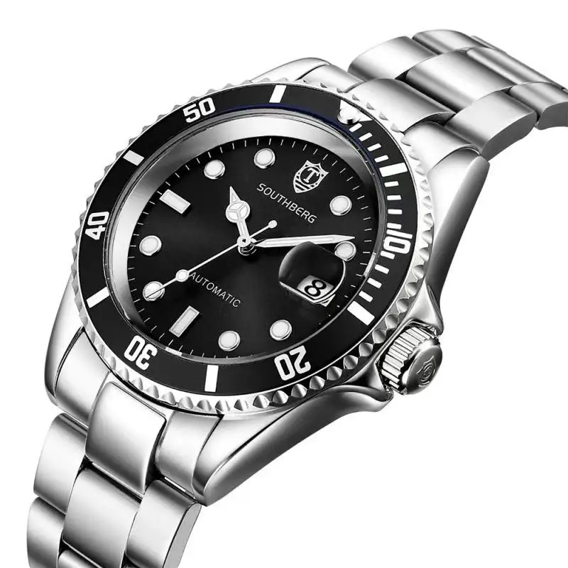 Автоматические механические часы GMT с сапфировым кристаллом от ведущего бренда daytona relogio masculino, Роскошные мужские часы - Цвет: Черный