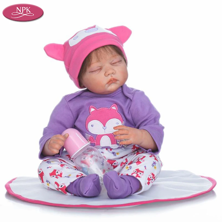 NPK 55CM Silicone Simulation Newborn Baby Reborn Dolls Soft Cloth Body Realistic Babies Girl Kids Doll Toys Magnetic Pacifiers (1)