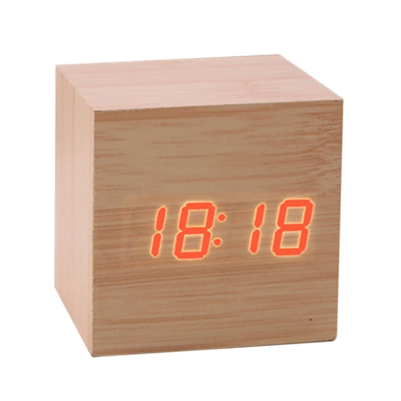 Mini Wood Sounds Control Clock New Modern Wood Digital LED Desk Alarm Clock Bedside Table Clock Calendar Table Decor Mini Wood Sounds Control Clock New Modern Wood Digital LED Desk Alarm Clock Bedside Table Clock Calendar Table Decor