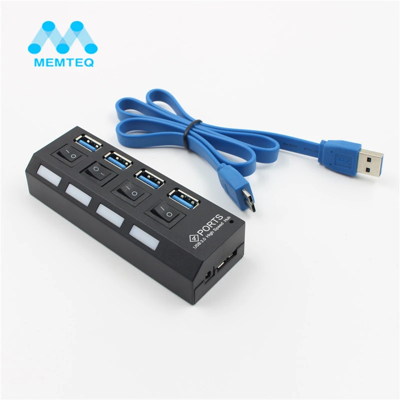MEMTEQ 4 Порты и разъёмы USB3.0 высокое Скорость концентратор для MacBook samsung Galaxy S9/S8 huawei черный ЕС/США plug разветвитель Расширение адаптер Hub Supp