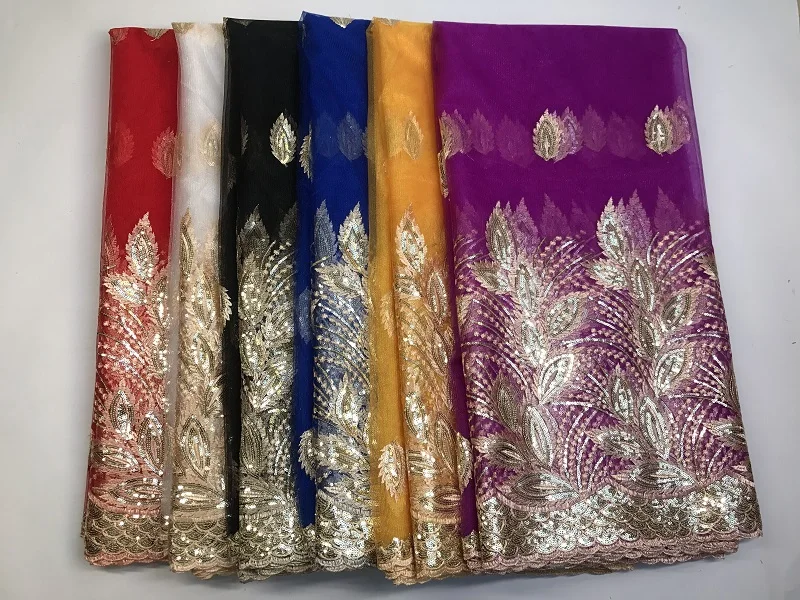 

Fashion Purple Indian George Fabrics 2019 High Quality African George Fabric With Guipure Handcut Sequins George Lace A2