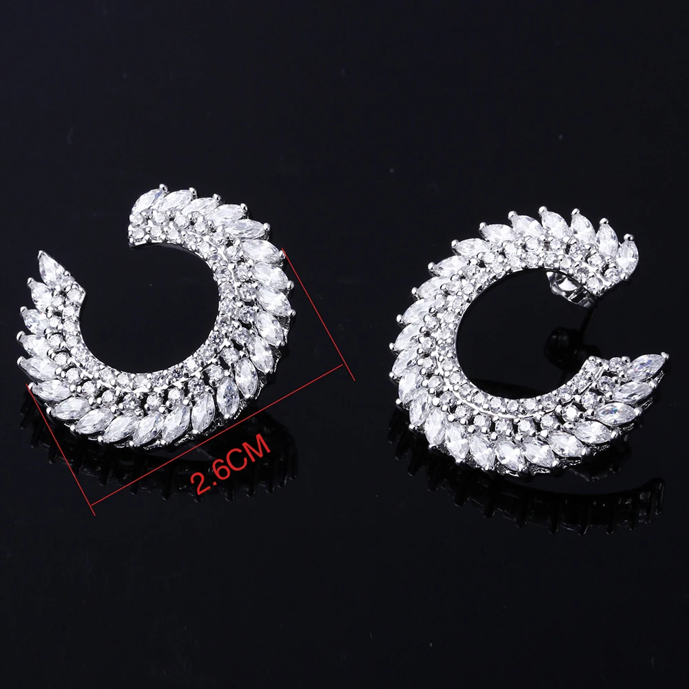 Beautiful designer big stud earrings brinco aretes zirconia high quality jewelry large circle earring for women