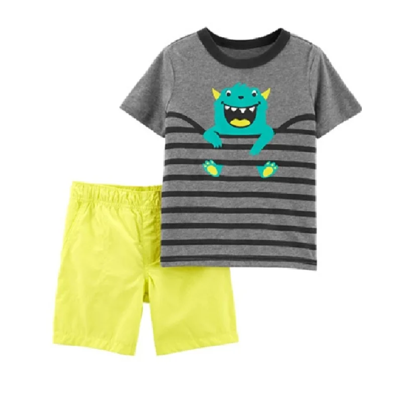 Костюм Моряка для маленьких мальчиков летние футболки+ короткие штаны комплекты из 2 предметов очаровательные наряды с якорем из хлопка топы, комбинезоны