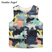 

Sundae Angel Winter girl vest thick Long Sleeve Camouflage vest kids Baby boy Outerwear Coats Children Waistcoat Clothes 12M-6T