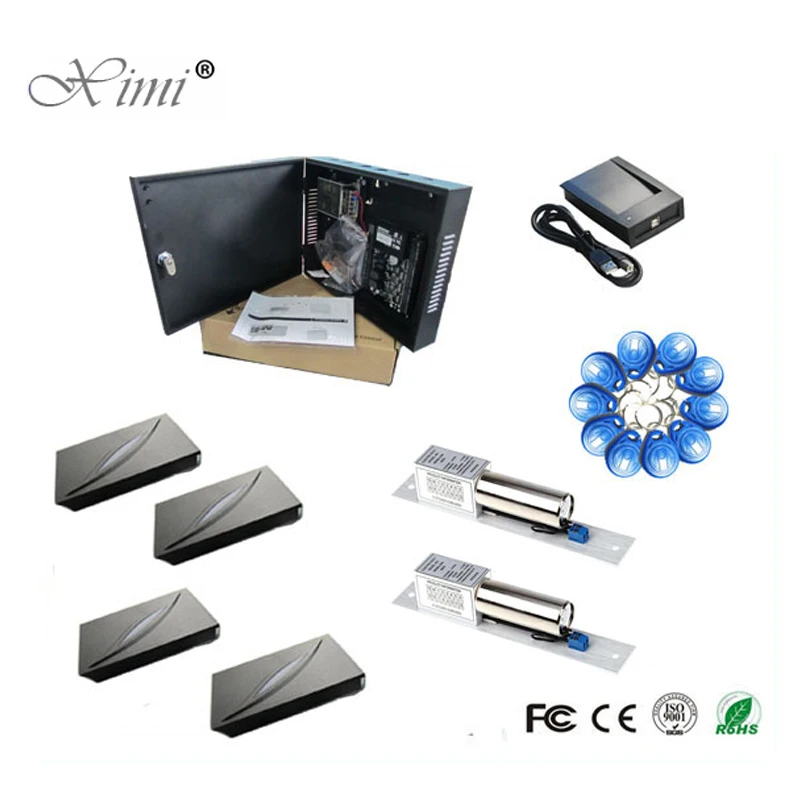 

Linux System 2 Doors Access Control Board ZK C3-200 Door Access Control System With Power Supply Box And Electric Lock