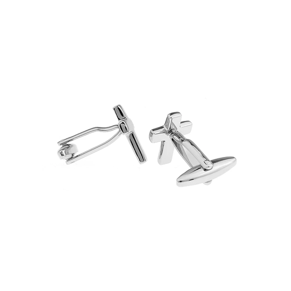 1 Pairs High Polished Brass Metal Cross Christian Cufflinks Mens Shirt Cuff Link Fashion Jewelry