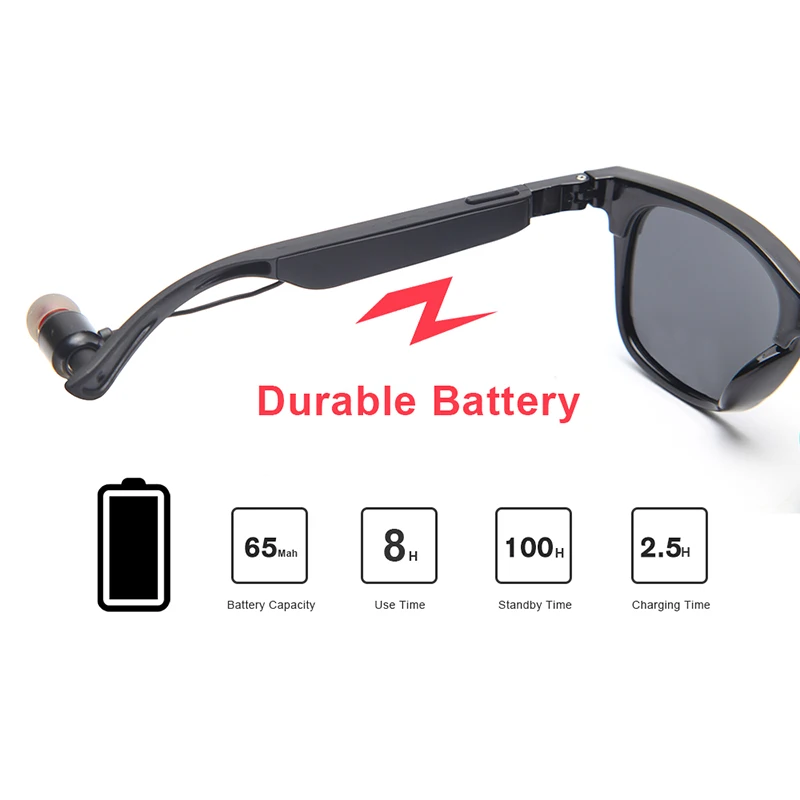 ANTEOJOS Smart Bluetooth Sunglasses Removable Polarized Sunglasses Wireless Stereo Music Sunglasses Sports Headset Headphone D