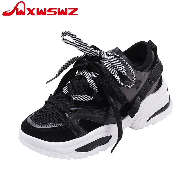 

WXWSWZ new 2019 Spring Women Casual Shoes Flock Platform White Sneakers Lace-Up Sewing Wedges Lover Women's Shoes