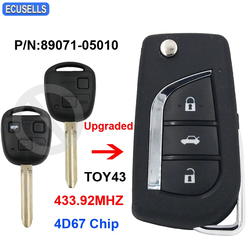 Обновленный дистанционный Автомобильный ключ 433 92 МГц 4D67 чип для Toyota Avensis 2003 2004 2005