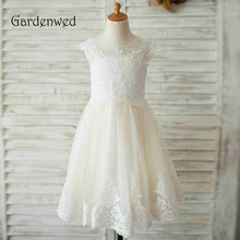 Gardenwed 2019 White Lace Flower Girl Dresses For Weddings Applique Sequin Birthday First Communion Dresses For Girls 2017 off shoulder white girls first communion dress lace applique floor length tulle flower girl dresses for weddings