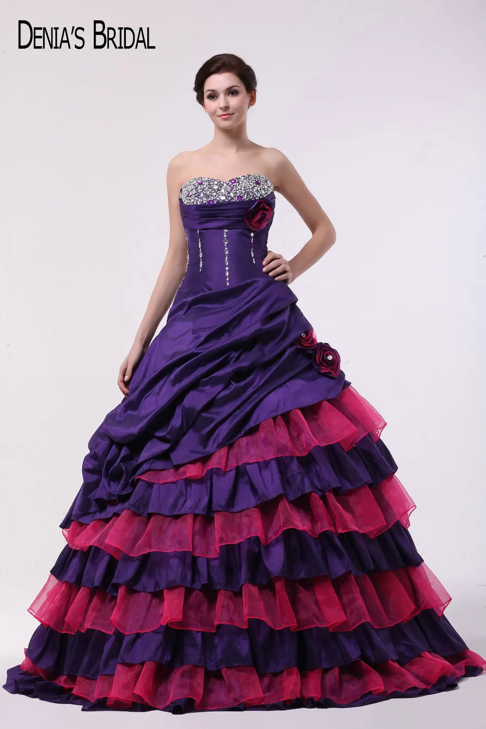 red violet gown