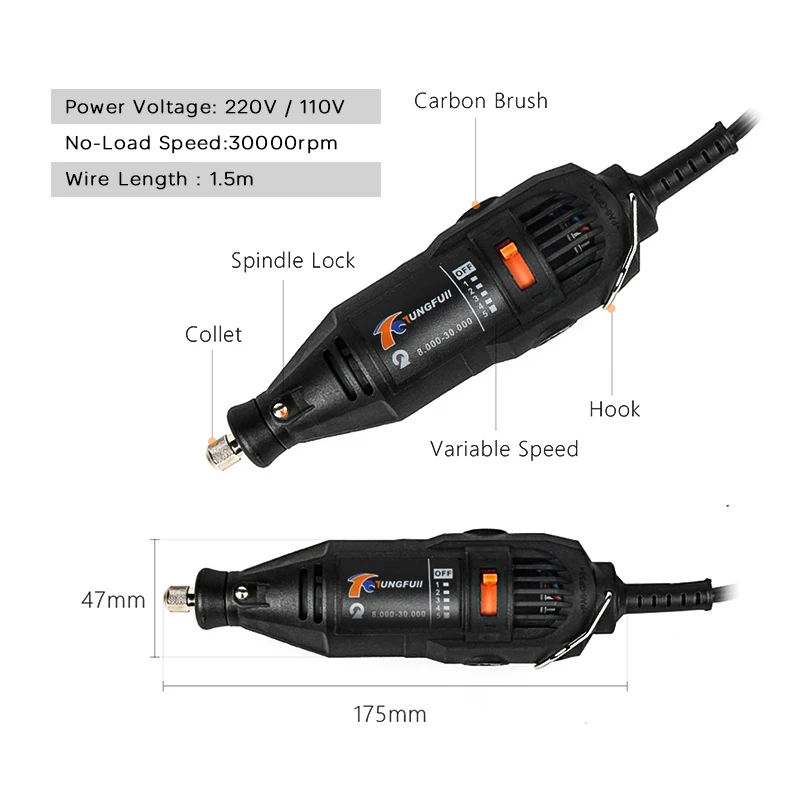 TUNGFULL Dremel Электроинструмент сверлильный станок для дерева Китай мини-дрель для ювелирных изделий с мини-дрель аксессуары Полировка Шлифовка