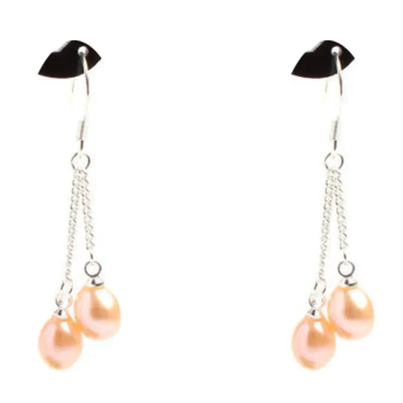 Perfect Sterling Silver & Pink Freshwater Pearl Chain/Link Earring-in Drop Earrings from Jewelry 