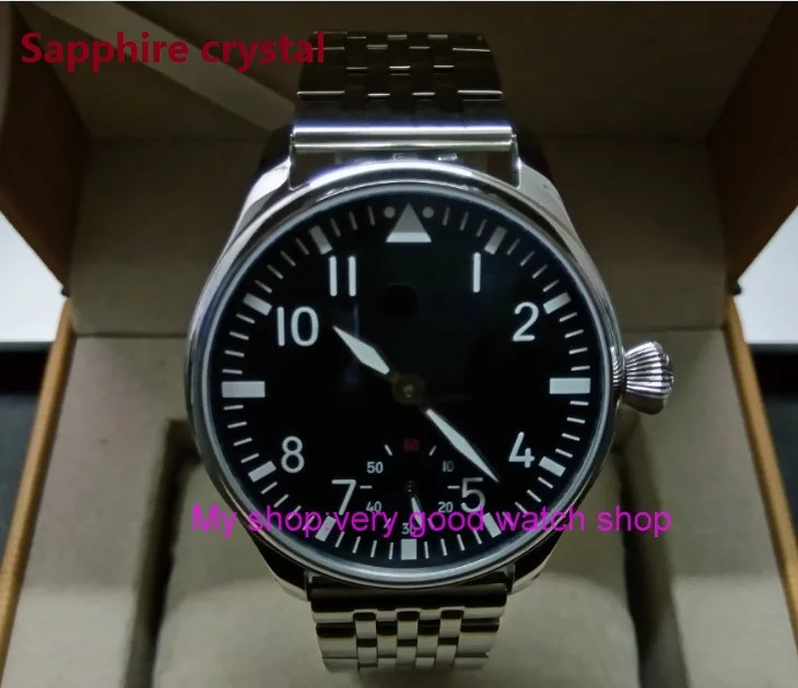 Sapphire crystal 44mm PARNIS Asian 17 jewels ST3621/6498 Mechanical Hand Wind movement black dial luminous men's watches sdgd100