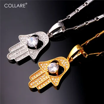 

Collare Israel Jewelry Hamsa Hands Charm Necklaces & Pendants Gold Color Palm Amulet Lucky Necklace Women Men Pendant P053