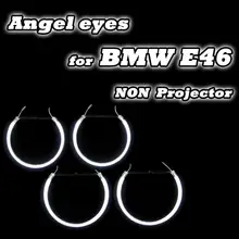 Good Quality 2*131mm+2*146mm For BMW E46 Non-projector Headlights Halo Rings CCFL Angel Eyes DRL Kit White 4 Rings