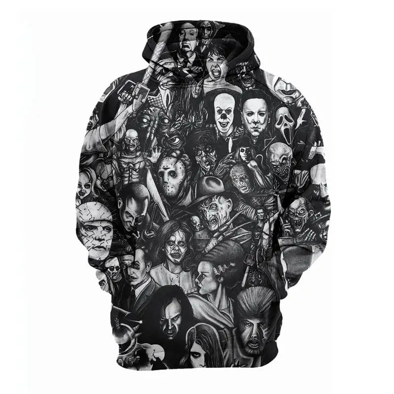 

2019 New Sweatshirt Customize Halloween Horror Face 3D Printed Hoodies Unique Pullovers Tops Men Clothing Drop Shipping