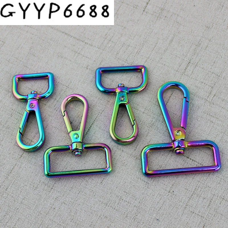 

10pcs 50pcs 19mm 25mm 32mm 38mm Rainbow trigger snap hook metal swivel clasp lobster claws swivel hooks hardware hook clasp