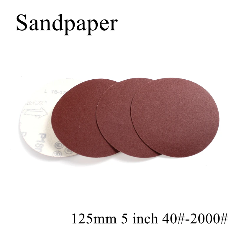 10pcs 5 Inch Hook And Loop 40-2000 Grit Sand Paper Sanding Discs 125mm Dia Pad 