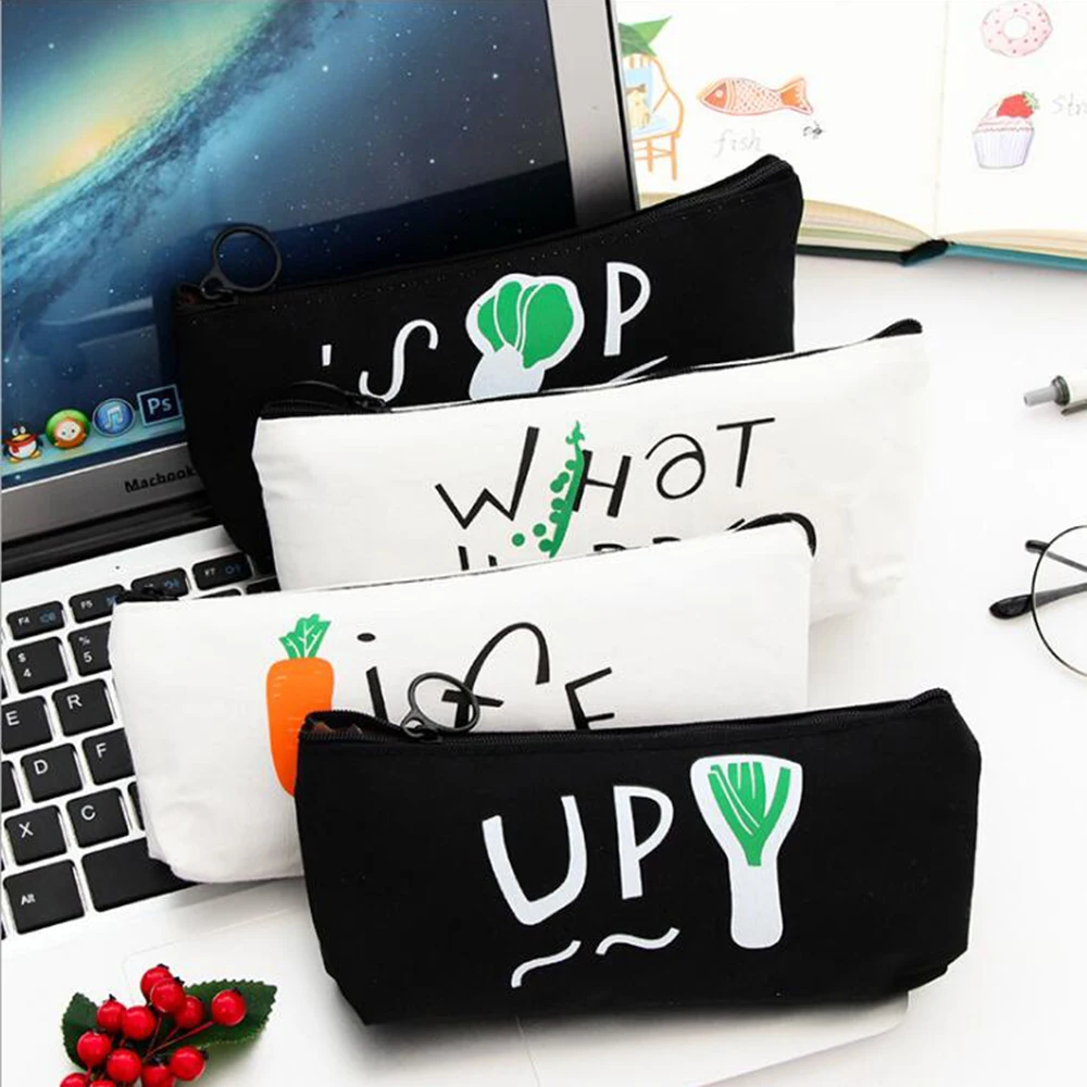 Cartoon Cute Fabric Pencil Bag School Student Stationery Receiving Bag For Erasers Pencils Pens