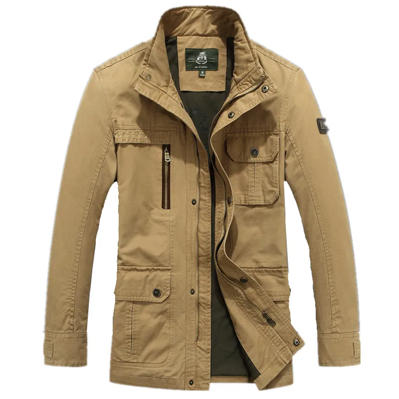 Khaki Jackets Man 2018 Stand Collar Casual Autumn Winter Jacket For Men