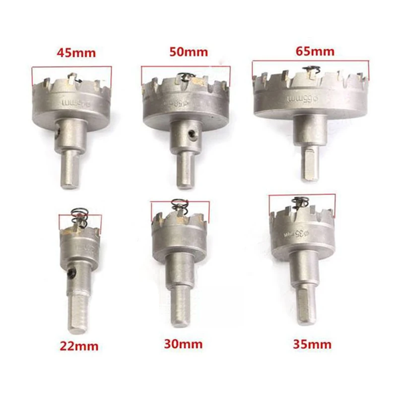 6 шт. 22-65 мм Твердосплавный Наконечник TCT сверло отверстие пилы инструменты из сплава нержавеющей стали QJ888