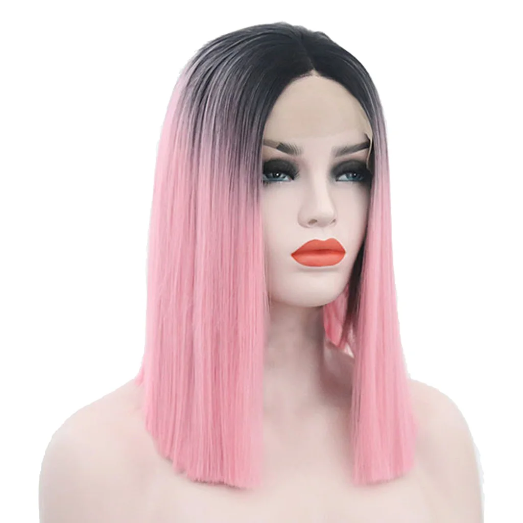 Natural Lace Front Wigs for Black Women Synthetic Hair Middle Part Wig Pink Straight Hair Style Natural Lace Front Wigs for Black Women Synthetic Hair Middle Part Wig Pink Straight Hair Style