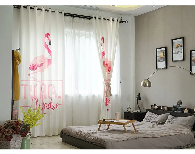 Современные затемненные занавески s с 3D печатью, Розовый фламинго, плоская оконная обработка, твердая яркая занавеска для гостиной, спальни, драпировка