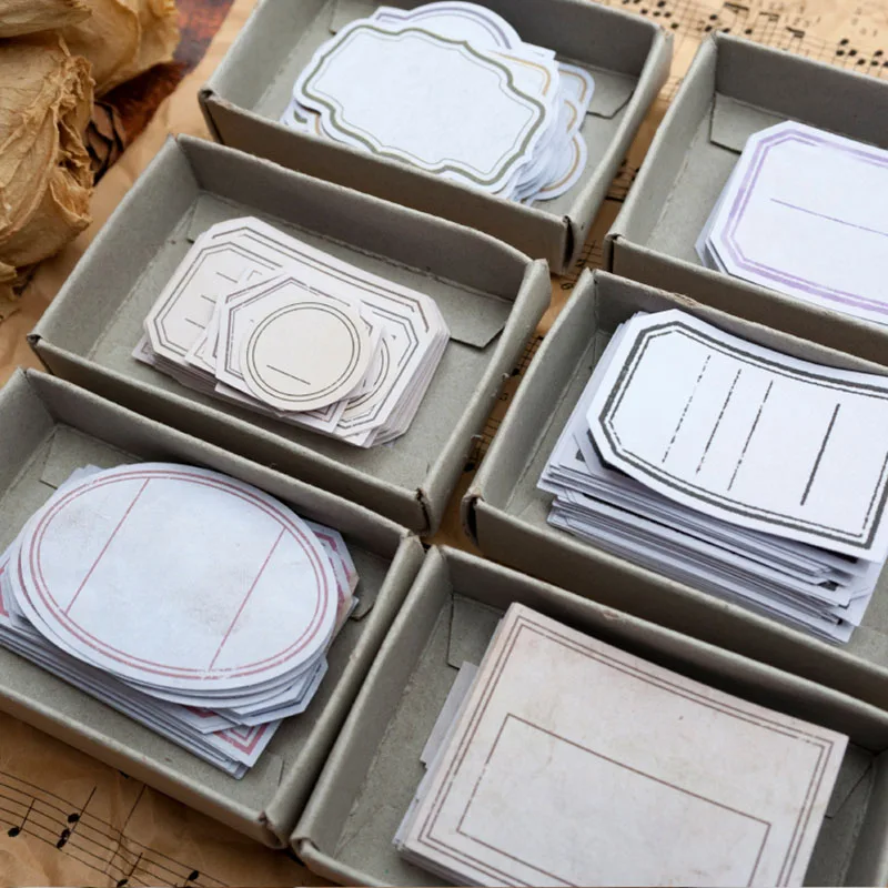 

50Pcs Kawaii Label Sticker Bullet Journal Paper Sticker Vintage Letter Stationery Stickers For Kid DIY Scrapbooking Diary Albums