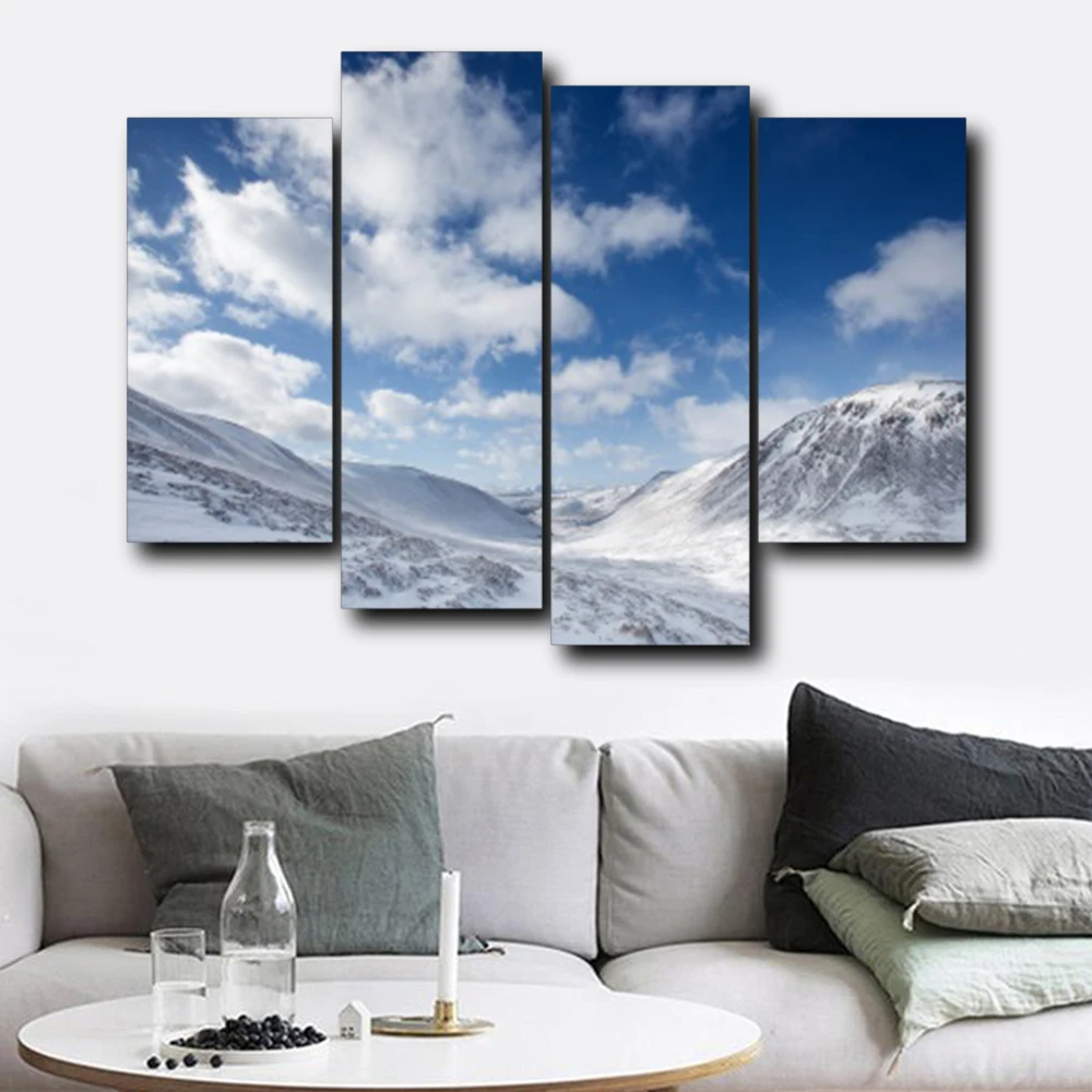 

Laeacco Natural Scene Wall Artwork 4 Panel Outside Posters and Prints Living Room Nordic Home Decoration Vintage Canvas Painting