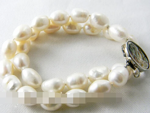 

free shipping 01438 2strands baroque white freshwater pearl Bracelet