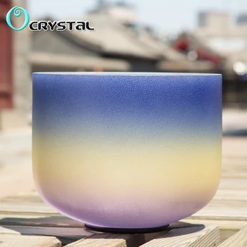 

8" Note A Third Chakra Rainbow Colored Frosted Quartz Crystal Singing Bowl FREE SHIPPING for some country