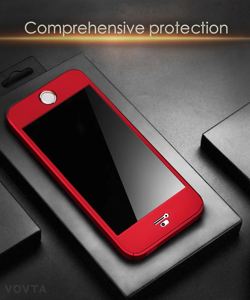 VOVTA 360 Degree Full Cover Case For iPhone 5s 5 SE With Tempered Glass Case cover For iphone 5s 5 SE Phone bag Capa Coque3