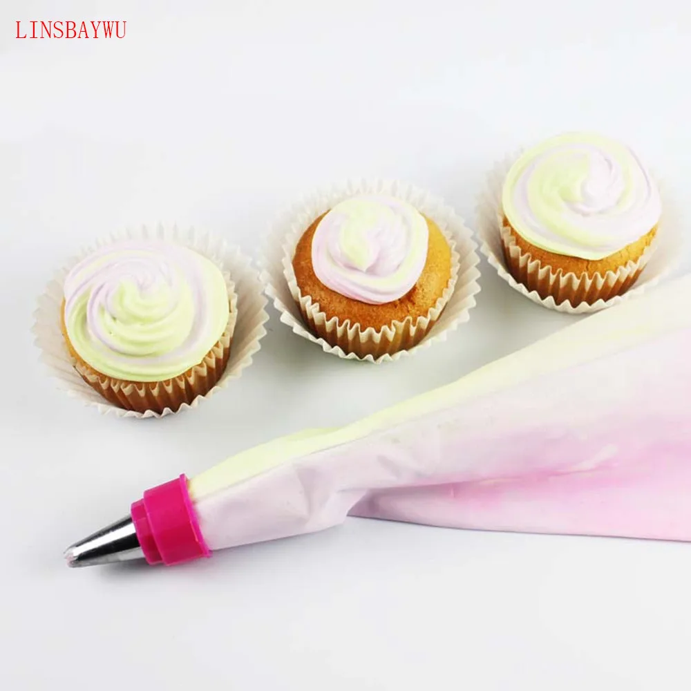 

LINSBAYWU Bicolor double color Tube Converter Tip Nozzles Adaptor cream bag Set Fondant Cake Mold Baking Decorating Tools