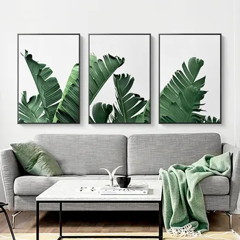 

Tropical Plants Canvas Painting Wall Art Print Green Leaves Wall Pictures For Living Room decoracion Nordic Posters Frameless