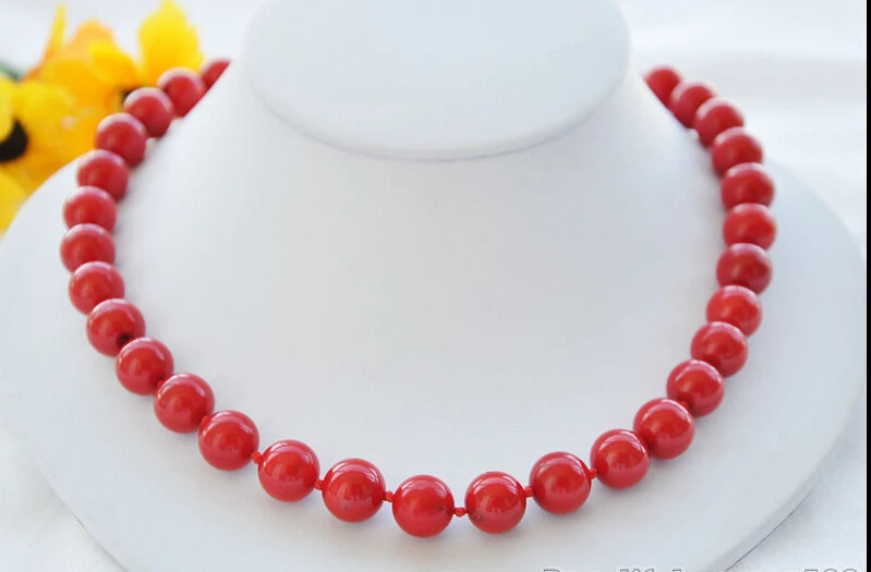 

Z5485 BEAUTIFUL AAA 18" 12mm red round coral bead NECKLACE