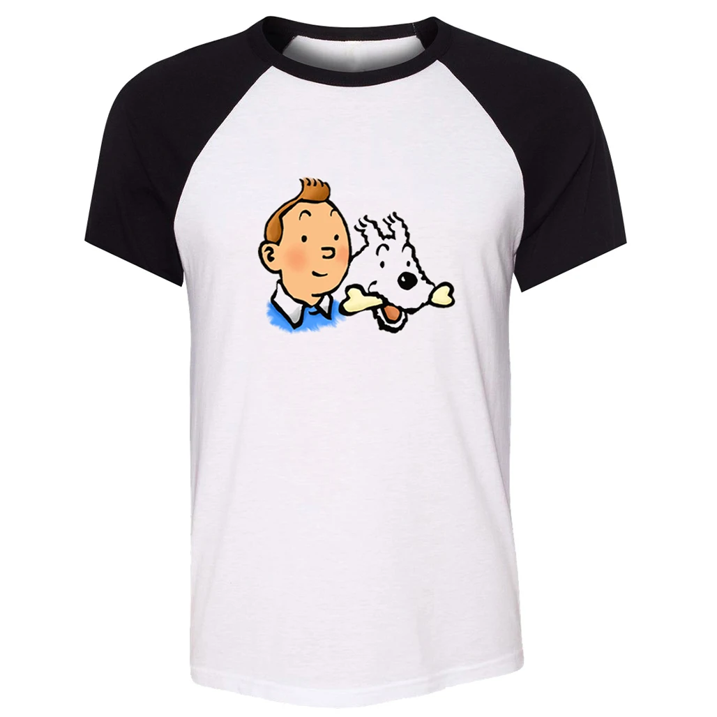 Футболка Tintin And Snow с интересными изначальными персонажами Мужская футболка