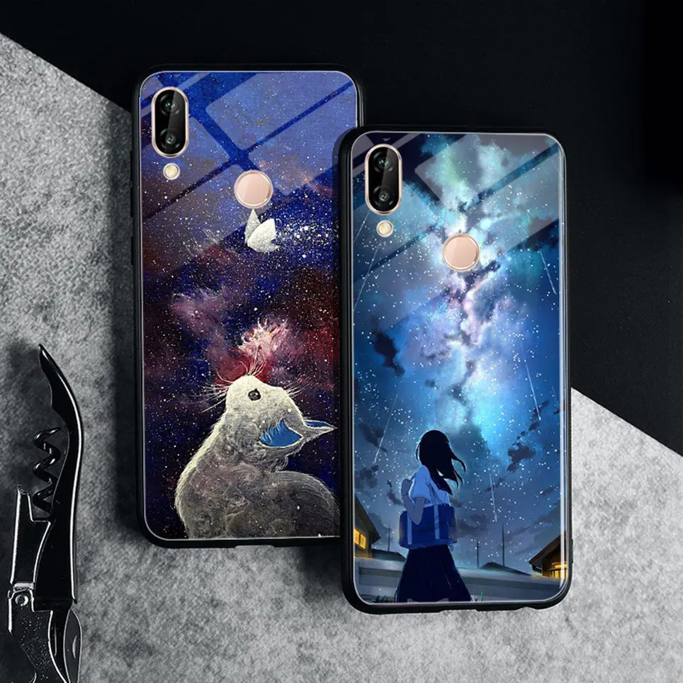 Tempered glass Case For Huawei Honor 7A Luxury Pattern Coque For Huawei Mate 20 10 P20 Lite Honor 9 Lite 10 Nova 3 P Samrt Cover (17)