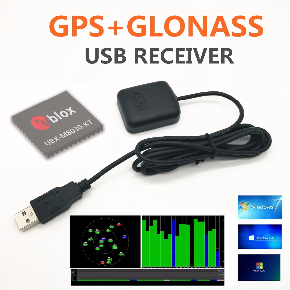 USB GPS GLONASS receiver UBLOX8030 GNSS GPS chip design USB antenna G MOUSE 0183NMEA replace BU353S4