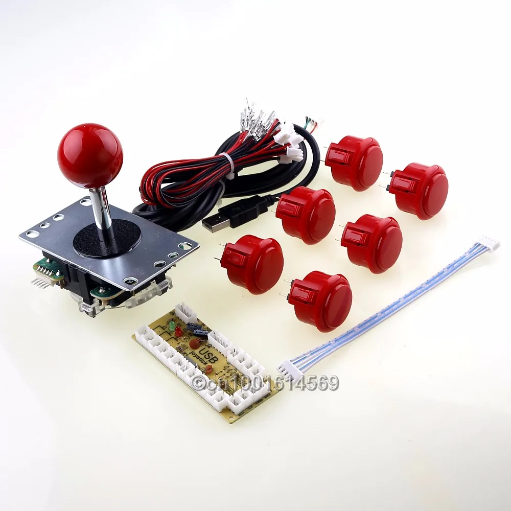 

New Arcade DIY Kit Parts Genuine SANWA JLF-TP-8YT Joystick + 6 x Sanwa OBSF-30 Push Buttons + PC Encoder For MAME Multicade DIY