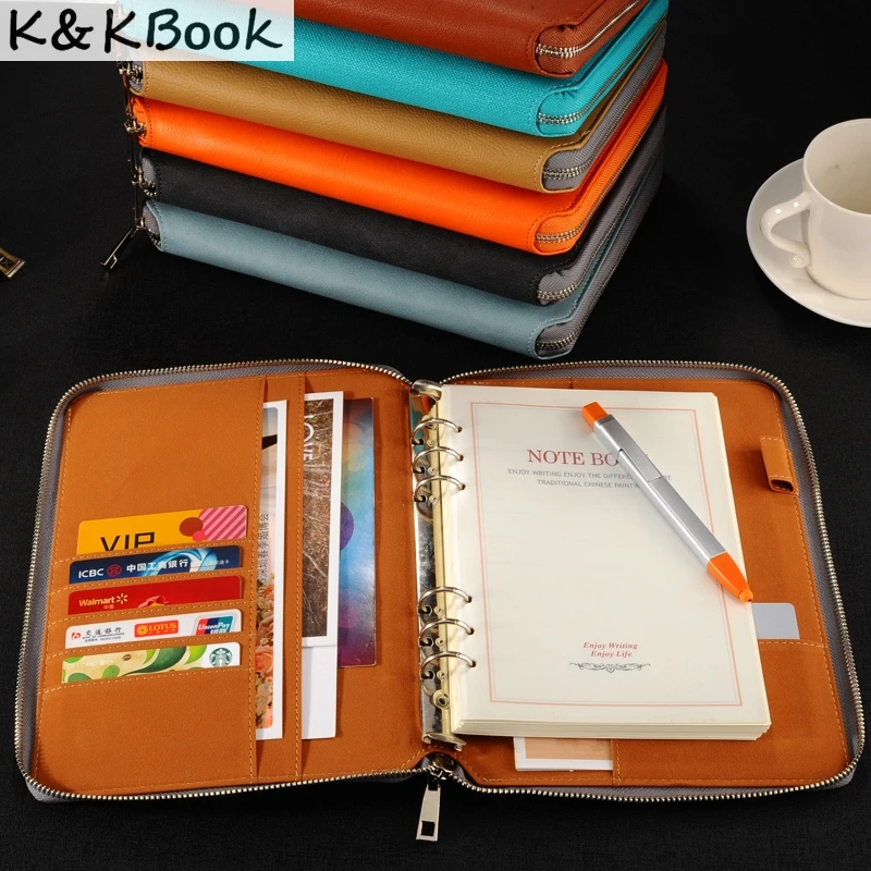 Offerte K KBOOK KK009 Notebook In Pelle A5 A6 Binder Spiral Notebook Diary Journal Planner Agenda 2018 Grande Capacità Padfolio Cardeno