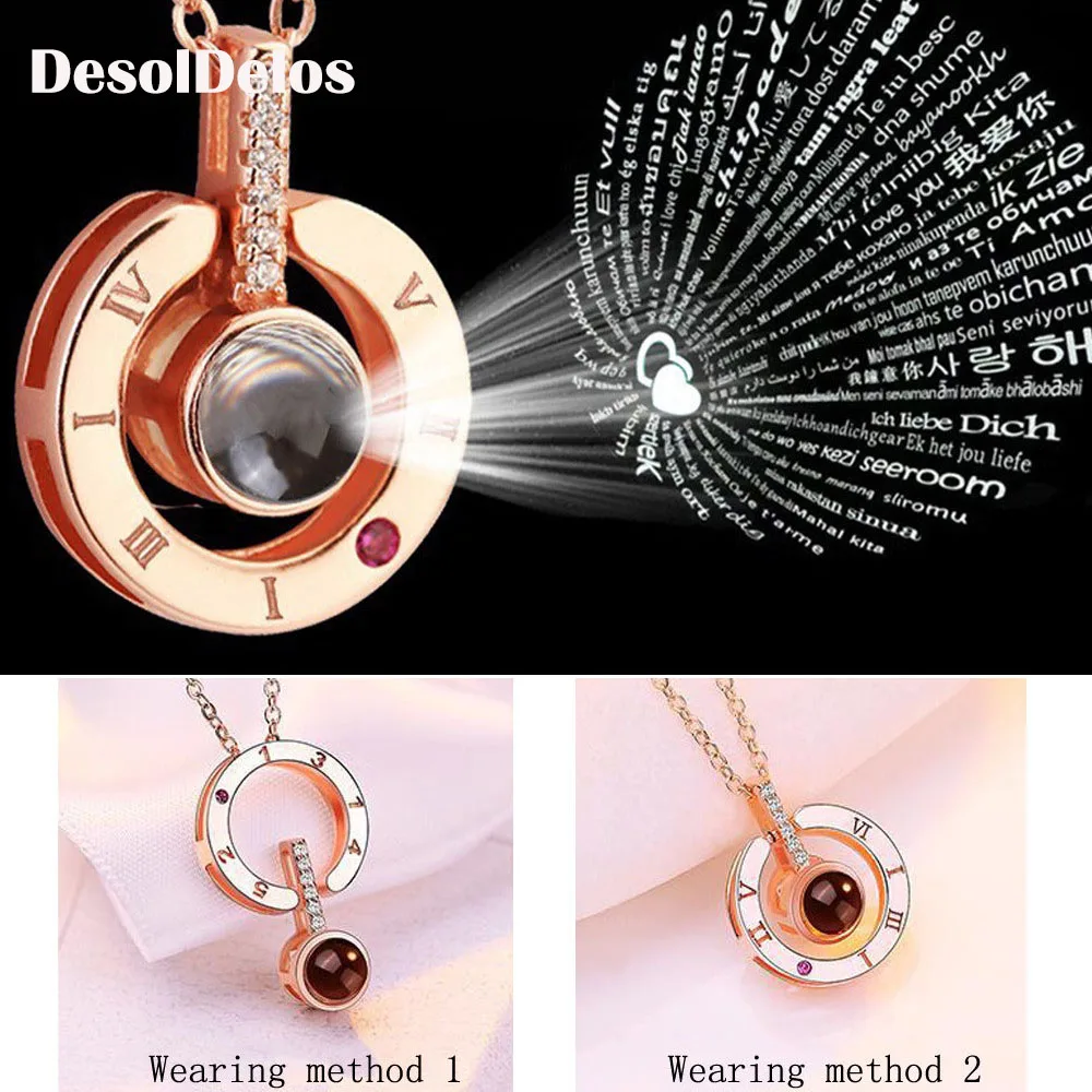 

Dropshipping Hot 100 Languages Projection I Love You Pendant Necklace For Women Romantic Choker Necklace Love Wedding Gift