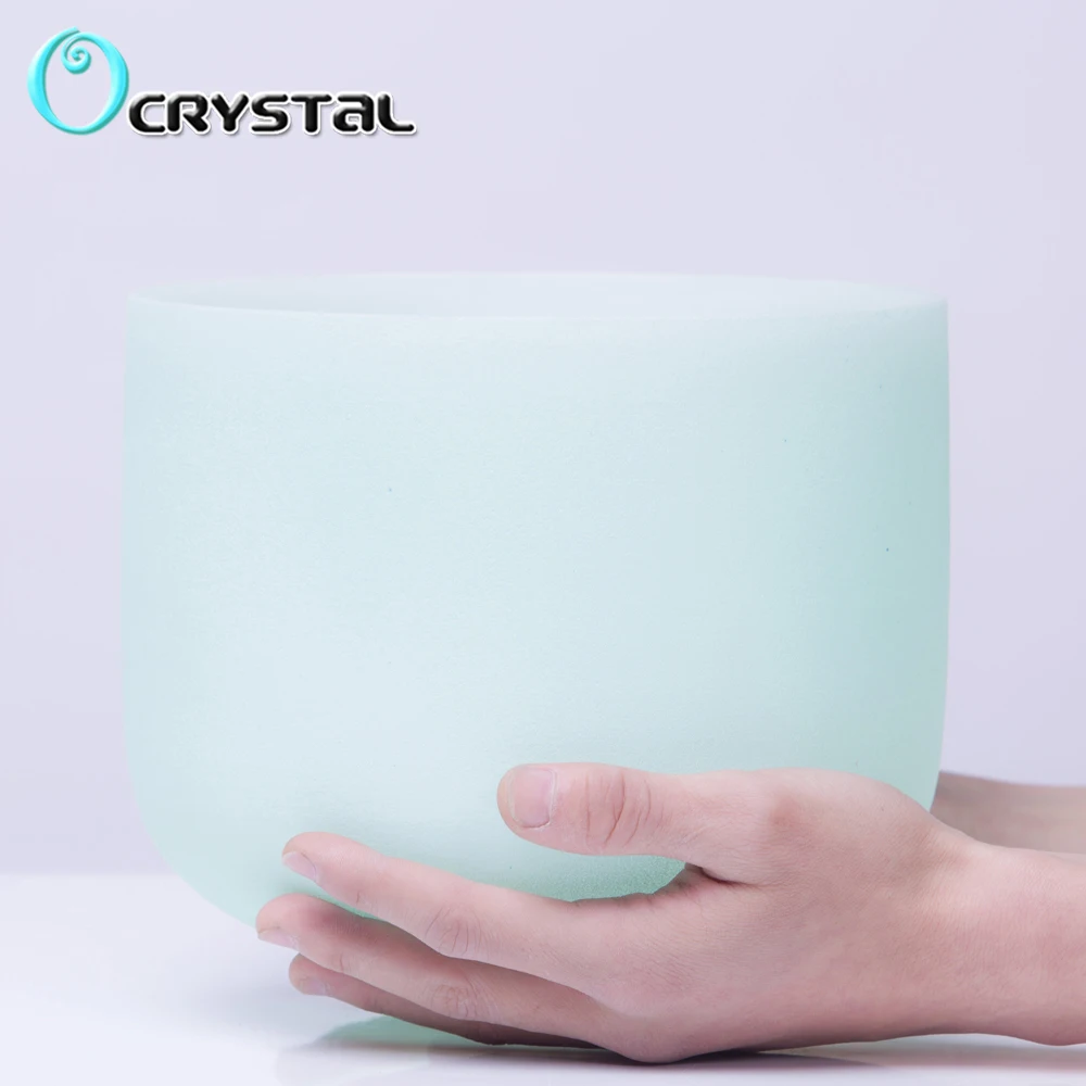 Hot Sale 8 Inch Mint Green Color C D E F G A B Meditation Frosted Quartz Crystal Singing Bowl