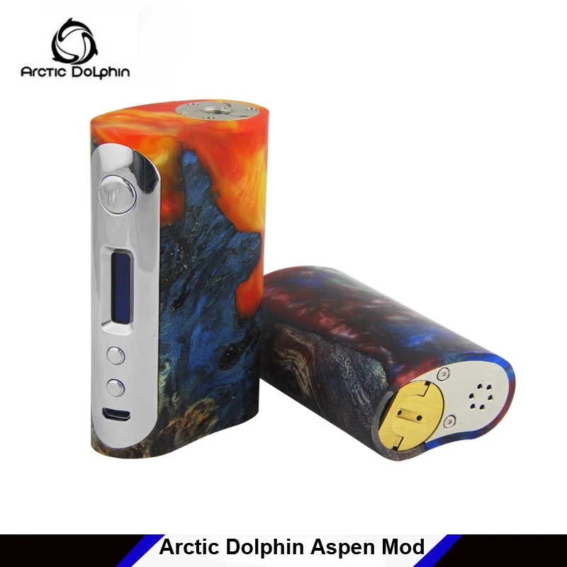 Оригинальный Arctic Дельфин Aspen Mod 68 Вт поле mod стабилизированной древесины 18650 батареи электронной сигареты мод с 0,69 дюймов OLED белый Экран VW TC mod