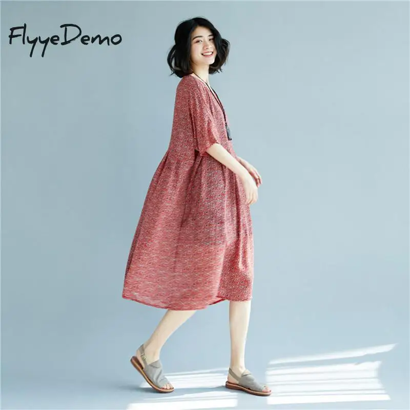 

2019 Women Summer Dress Boho Style Floral Print Chiffon Beach Dress Tunic Sundress Loose Big Party Dress Vestidos Free Size